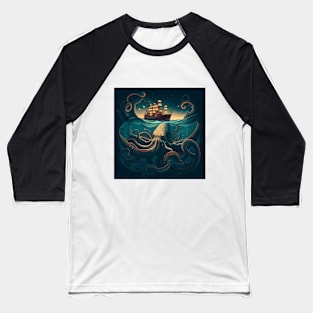 Sea Monster Octopus Baseball T-Shirt